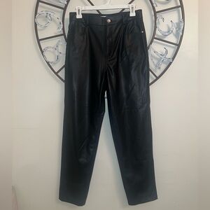 Zara Black Faux Leather Pants Straight Leg